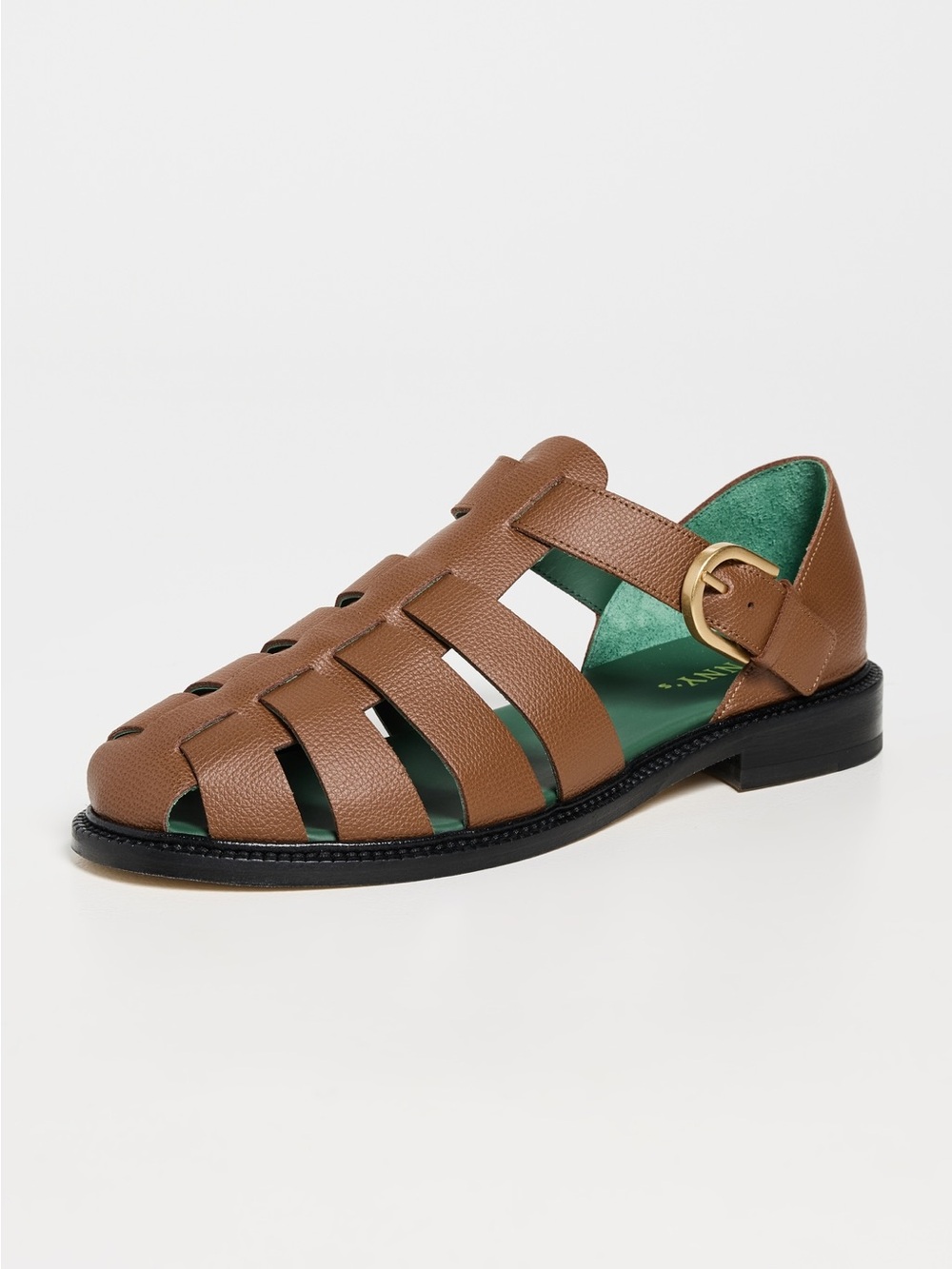Vinny’s Mens Brown Leather Fisherman Sandals with Gold Buckle (EU 43 / US 10) - Picture 5 of 5